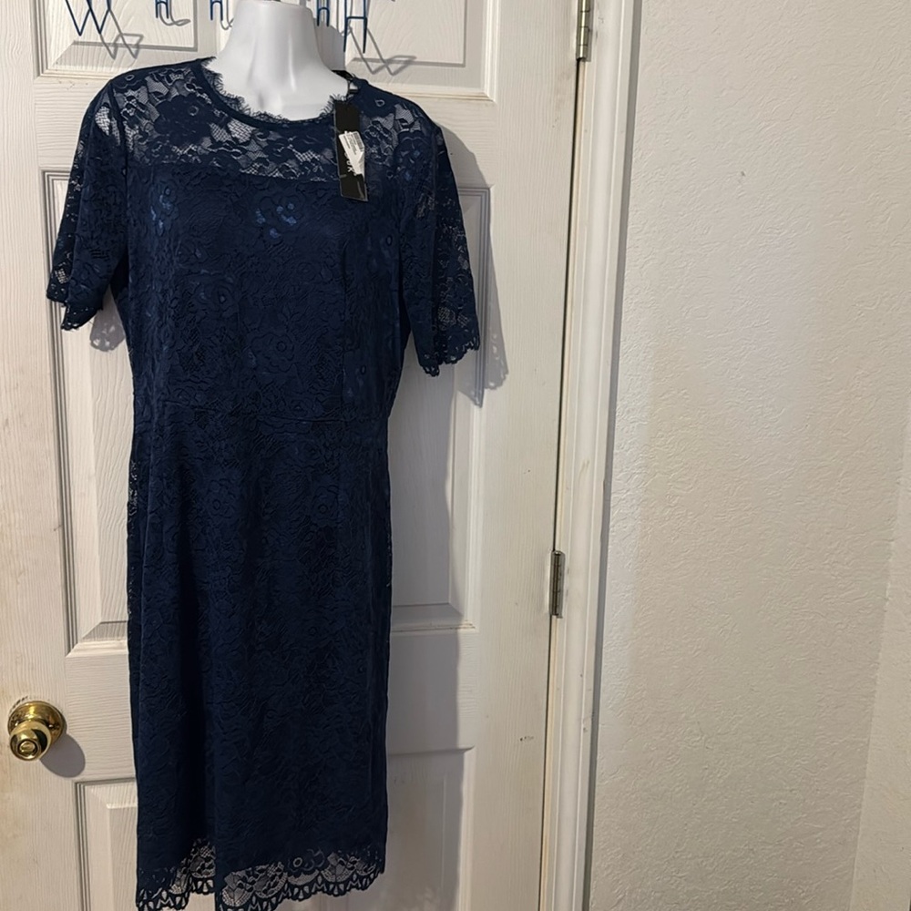NWT Allegra K Navy Blue Lace Dress L 
Beautiful dress